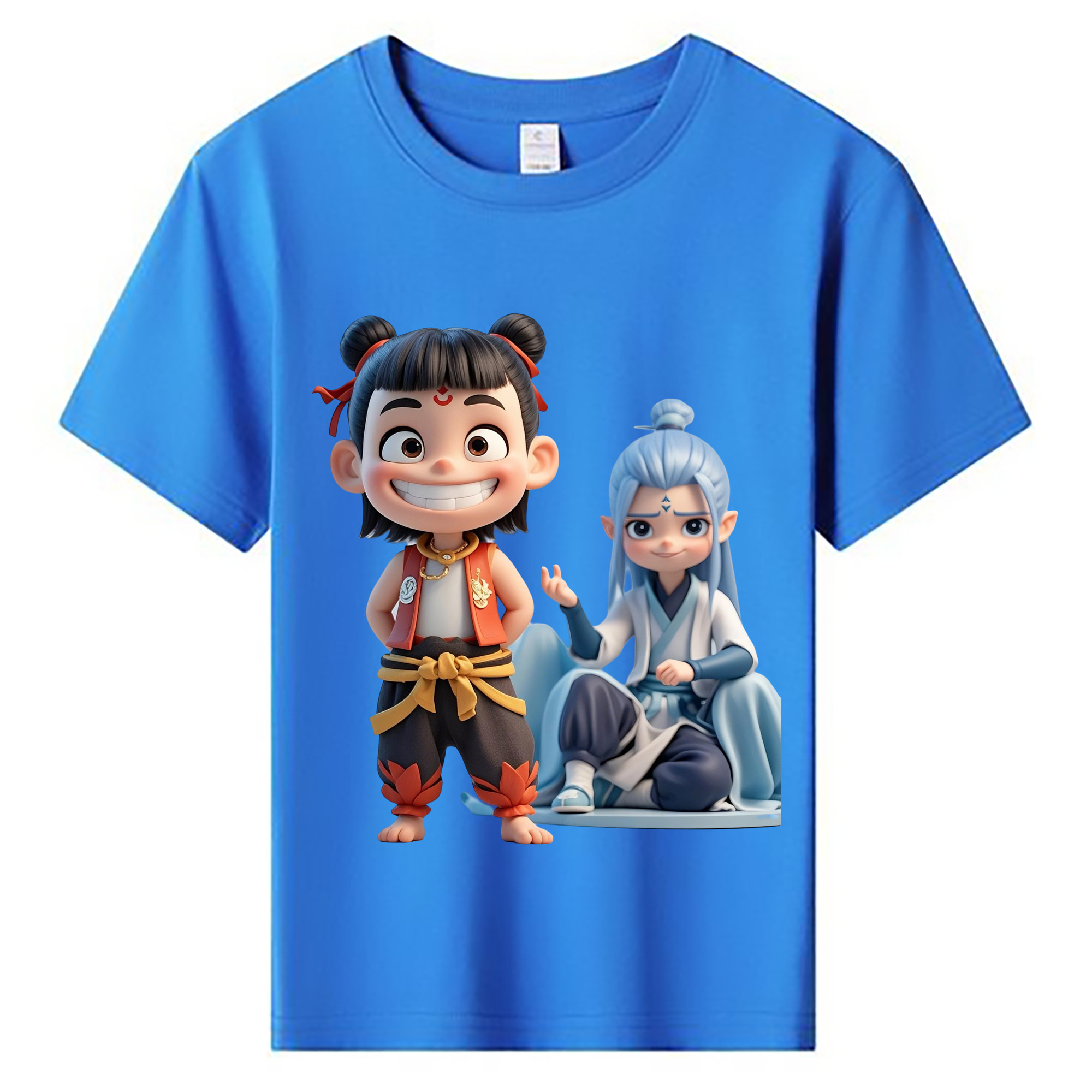 （画像用） Ne Zha 2 ナタ 魔童の大暴れ 綿100％キッズTシャツ（フロントプリント）